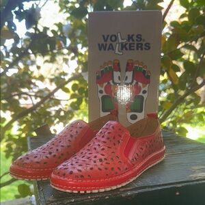 Red Volks Walkers Slip-On Shoes NEW in BOX. Size 39